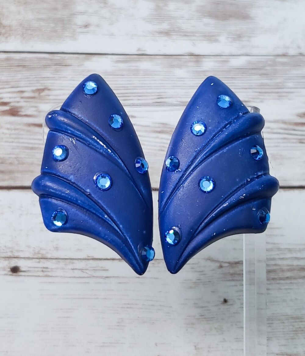 Vintage Jeff Lieb Clip On Earrings Blue - Paint Damage